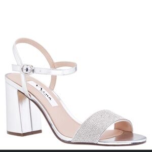 NINA WOMENS Haven Silver Rhinestone Wedding Sandals Shoes Size‎ 9